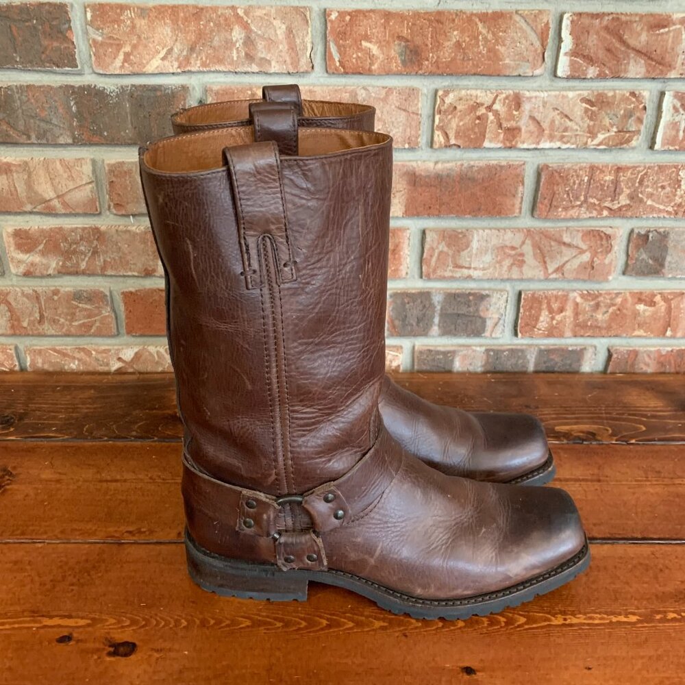 Frye Harness Mahogany Brown Leather Biker Motorcycle Western Boots Size 9 D - Picture 3 of 16